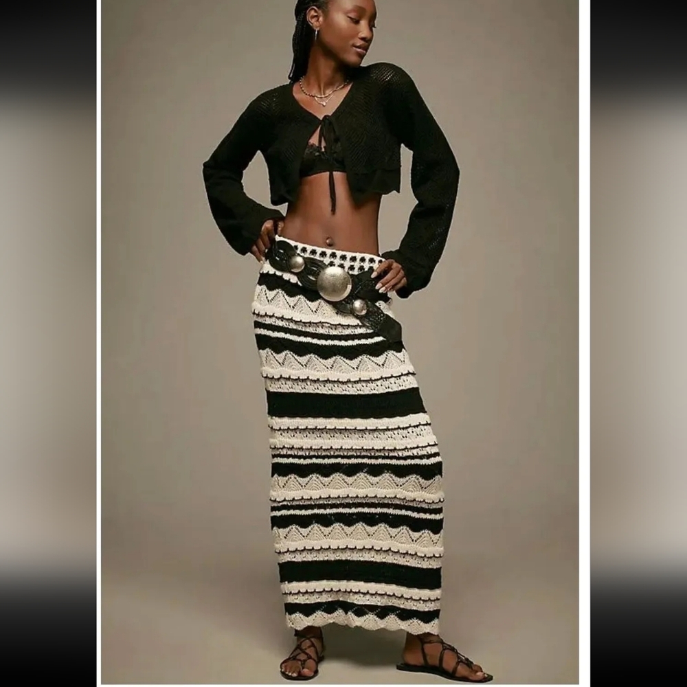Anthropologie Black and White Maxi Skirt